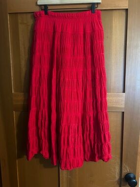 Max Studio Vibrant Red Smocked Maxi Skirt